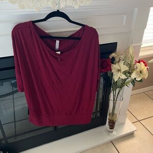 NWT: size XL burgundy, soft, and stretchy top